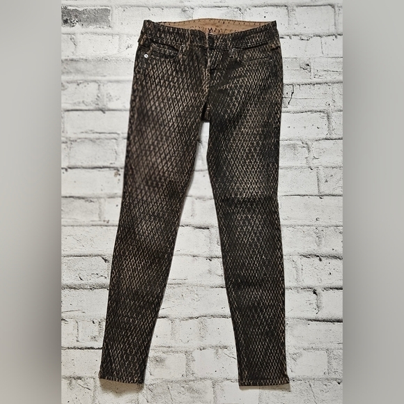 True Religion Halle Snakeskin Skinny Jeans Brown Black Stretch Size 26 - Picture 5 of 13